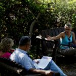 Discussion in garden with 2017 PATHWAYS teachers at the Negotiation Education Summer Institute